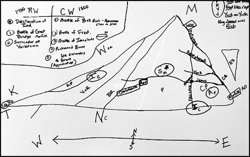 Sample of a homework drawing representing the state of Virginia.